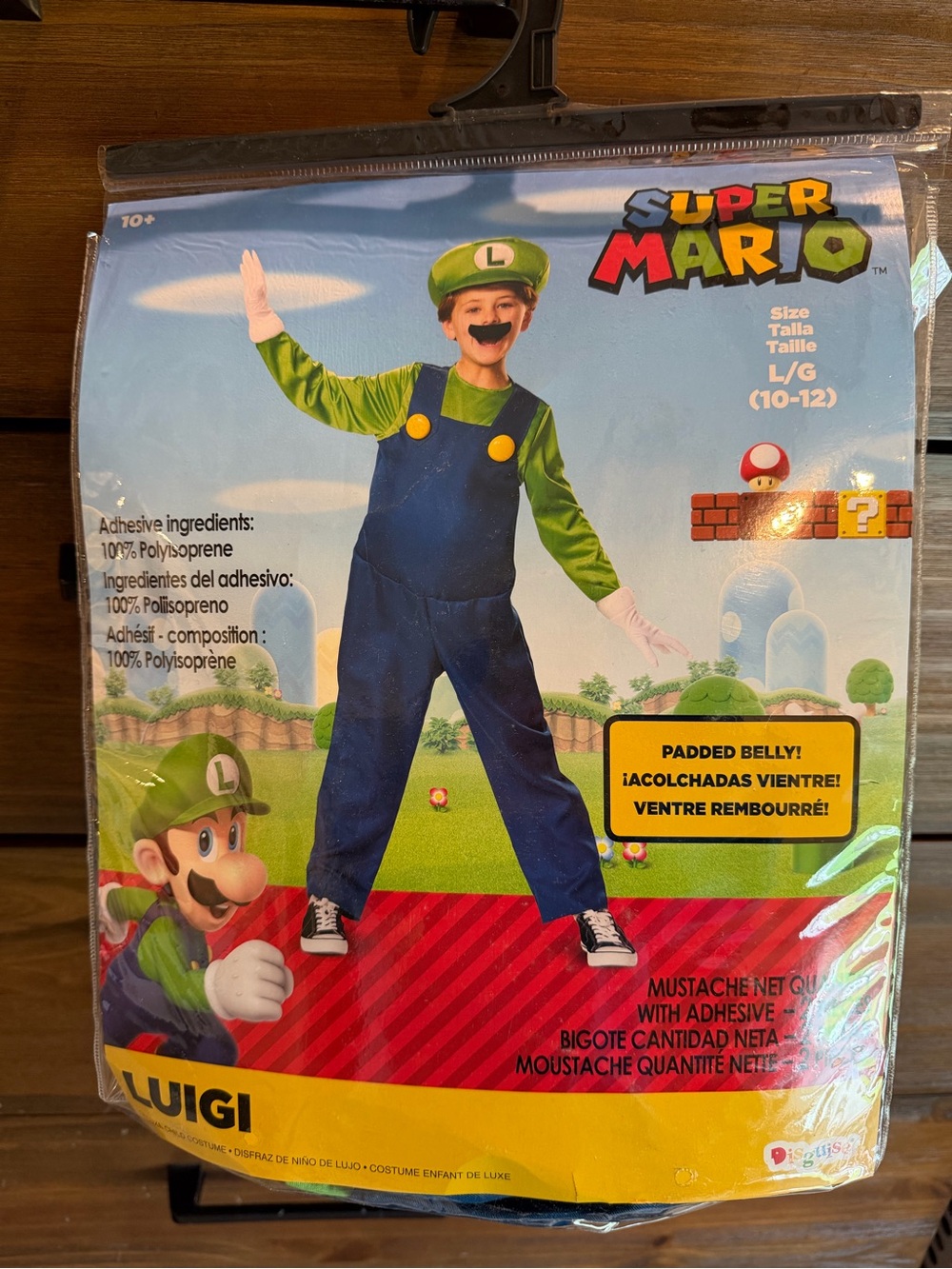 Nintendo Luigi Kids Costume - Green and Blue with Yellow Buttons size Large
